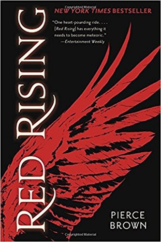 Book cover of 'Red Rising' by Pierce Brown with red wings and text on a black background