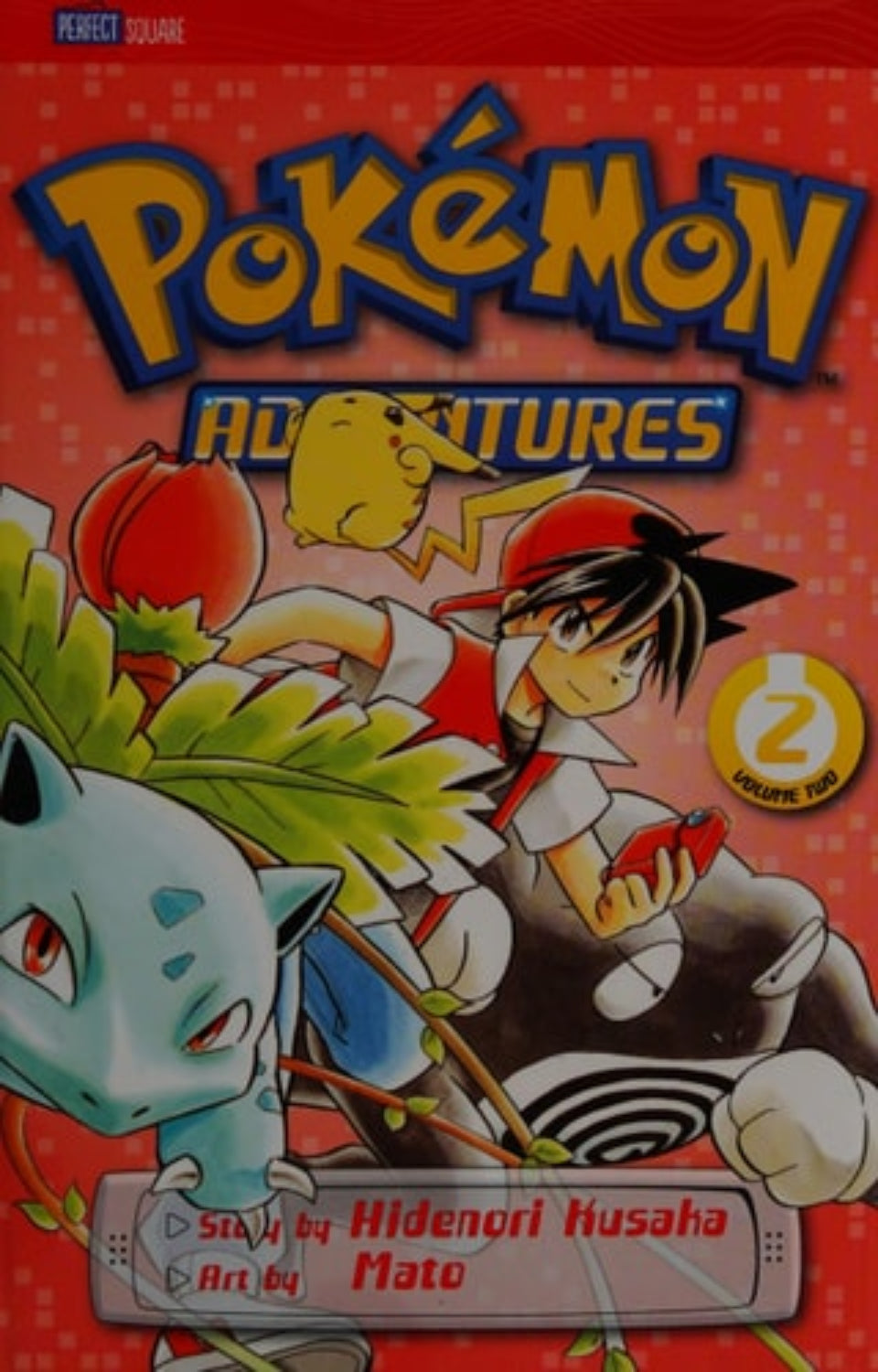 Pokémon Adventures Volume 2 book cover with character and Pokémon on a red background
