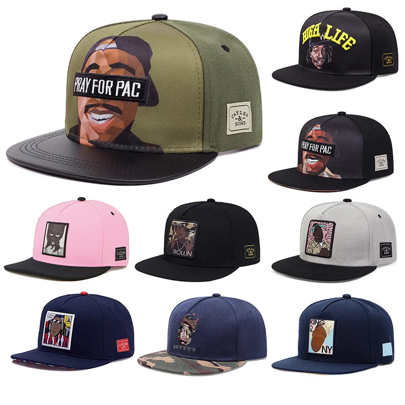 Full collection of '2Pac & B.I.G. Immortal Legends Snapback Collection | All Hats OSFA' caps.