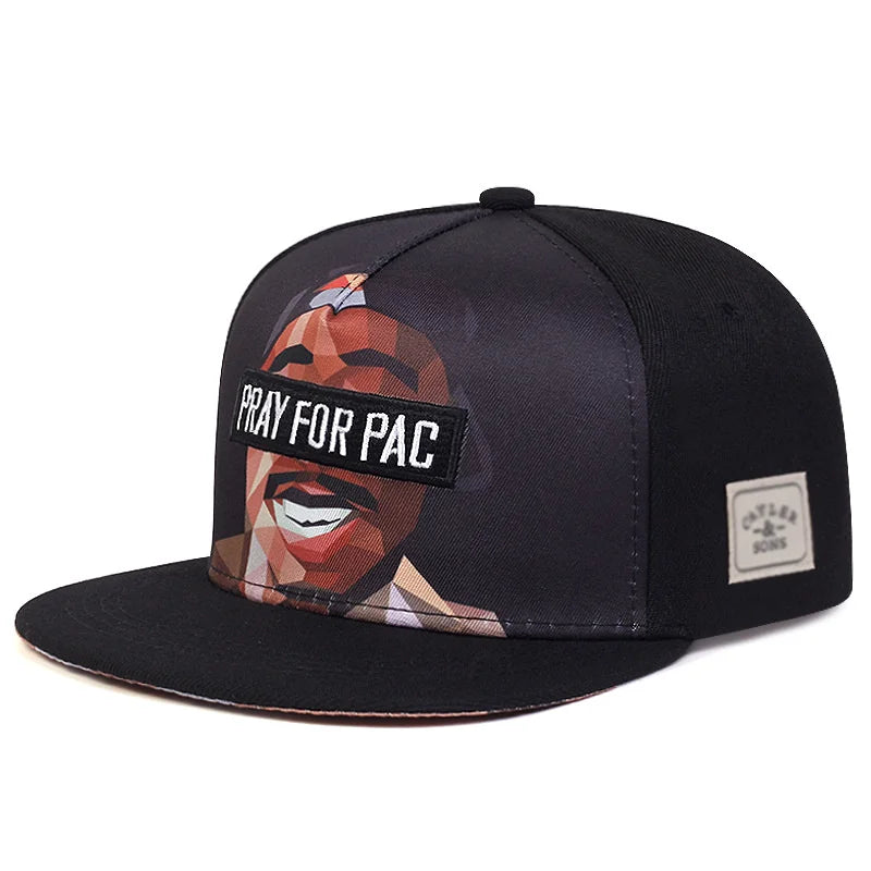 Pray for Pac cap in all black from '2Pac & B.I.G. Immortal Legends Snapback Collection | All Hats OSFA' on Bust-Down.