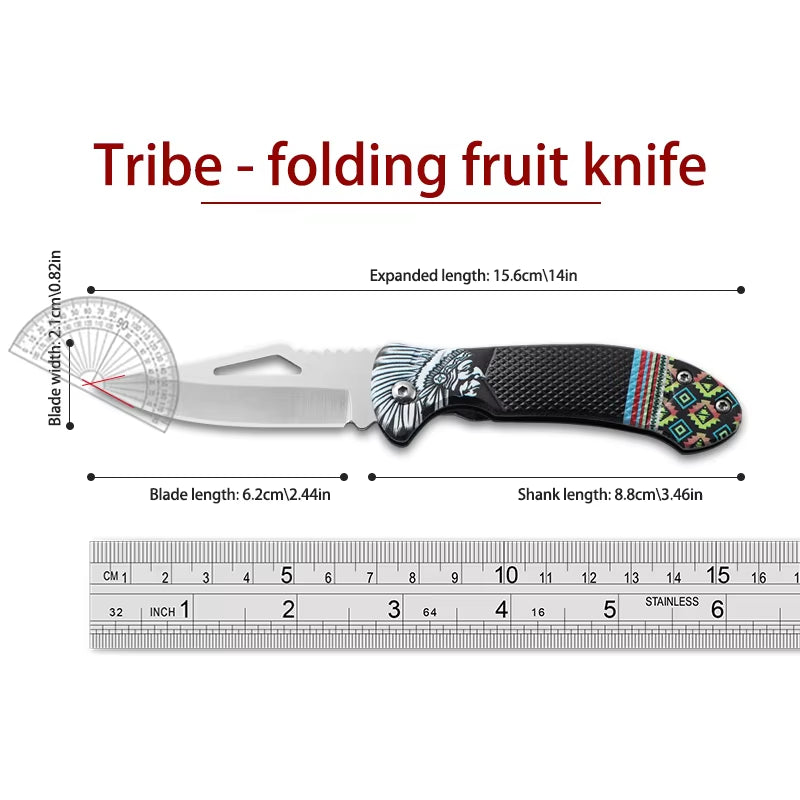 Folding Pocketknife W/ Sleek Authentic Native American Patterns 