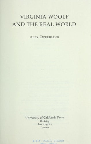 Virginia Woolf and the Real World | Alex Zwerdling
