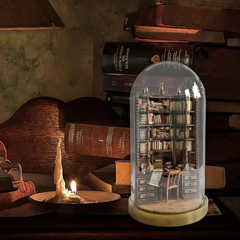 The Bay Library Miniature Kit Resin DIY Bookshelf with Mini Books Fake Books Bookshelf Room Decoration Gift