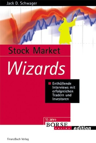 Book cover of 'Stock Market Wizards' with a red background and colorful chart illustration.