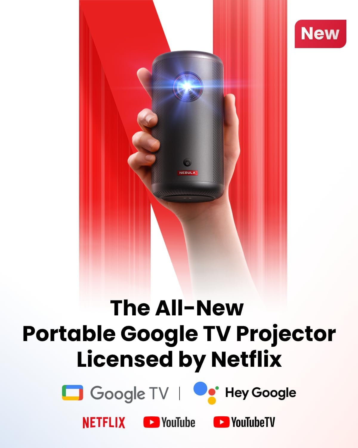 Capsule 3 GTV Projector: Netflix Licensed 1080P Wi-Fi & 120" Display Mini Projector 