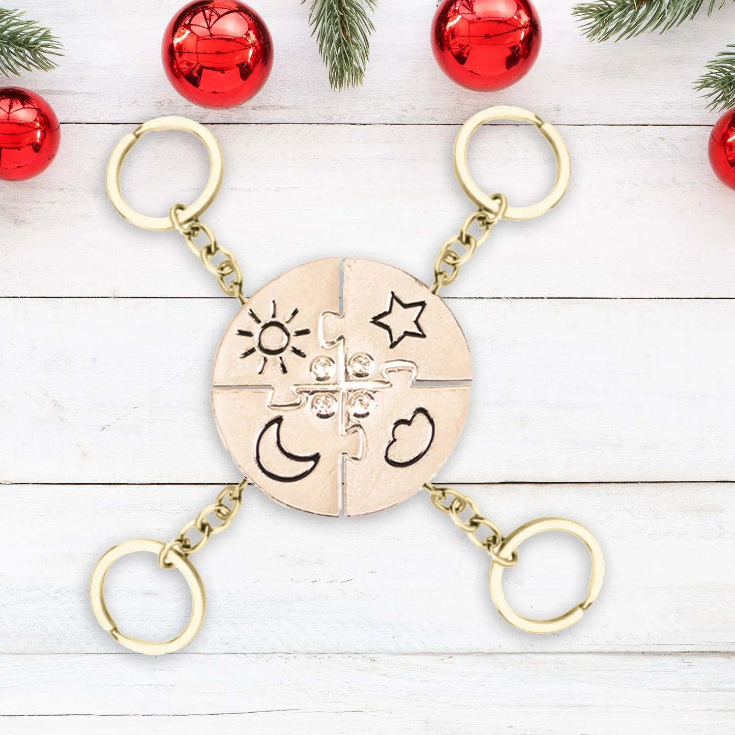 Best Friends 4-Ever Keychain | Sun-Moon-Star-Cloud 4-Piece Backpack Keychains & Charms