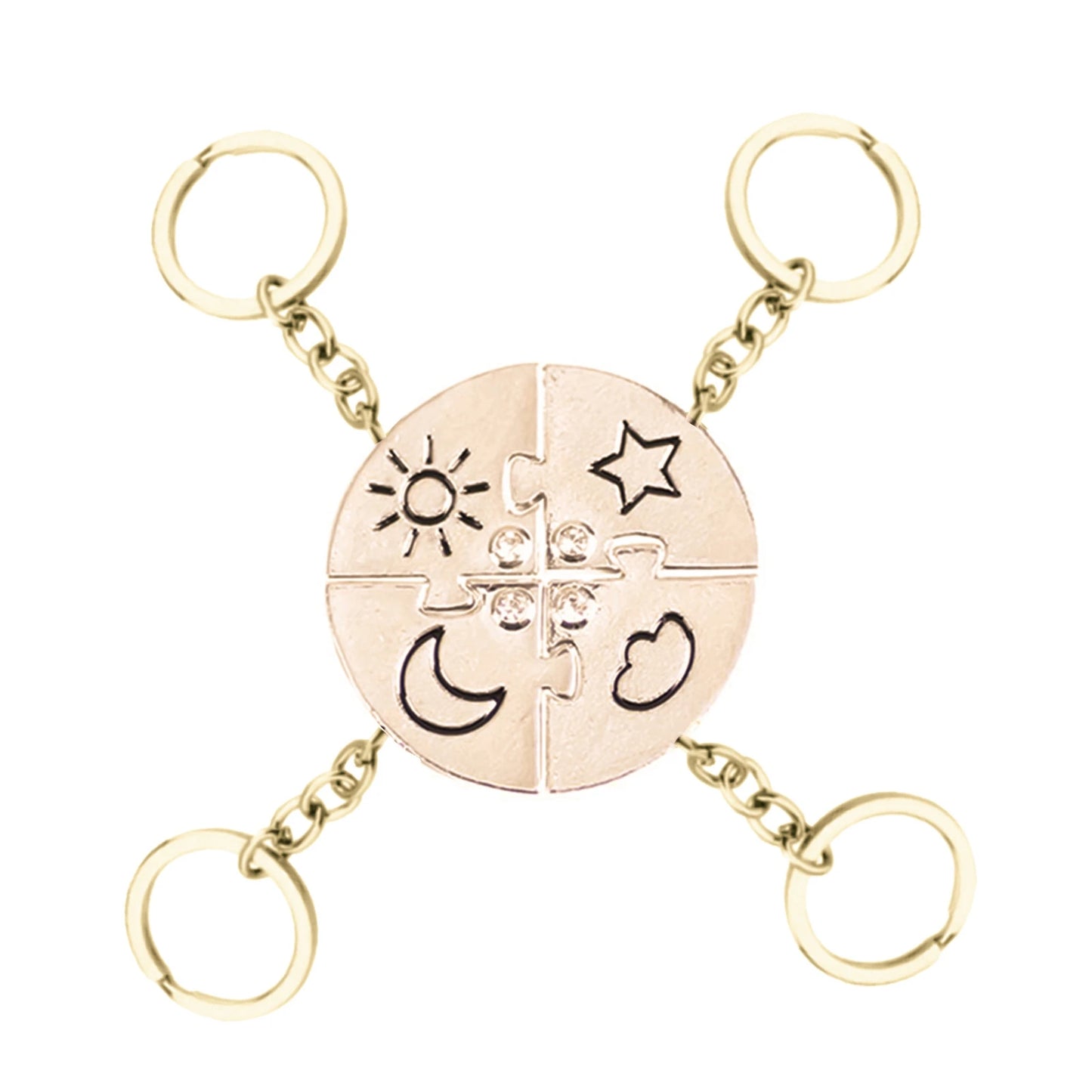 Best Friends 4-Ever Keychain | Sun-Moon-Star-Cloud 4-Piece Backpack Keychains & Charms