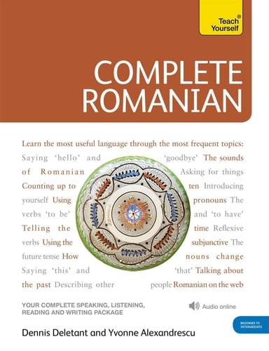Book cover of 'Complete Romanian' by Dennis Deletant and Yvonne Alexandrescu with a decorative design and text.