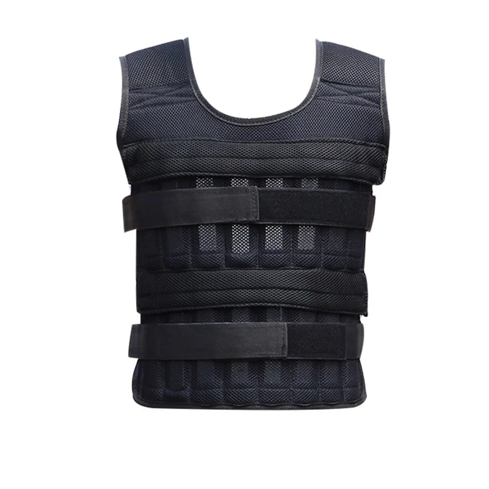 Black weighted vest on a white background