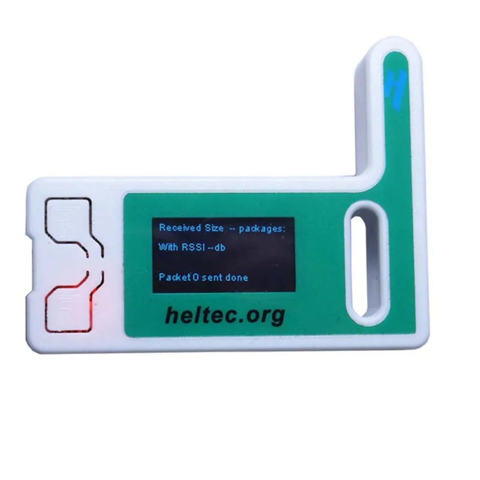 Heltec LoRa 32 V3 development board with protective case and blue 0.96 inch OLED display.