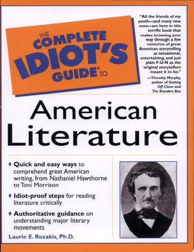 Book cover of 'The Complete Idiot's Guide to American Literature' with a portrait of a historical figure.