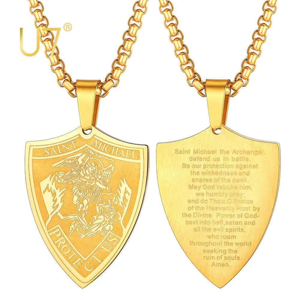 Archangel Michael Shield Pendant Necklace: Divine Protection and Power