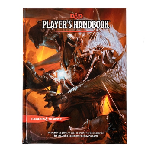 Dungeons & Dragons Player's Handbook with dragon and warrior illustration on cover