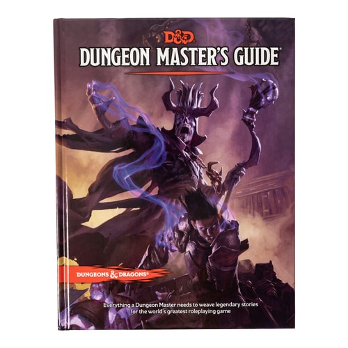 Dungeon Master's Guide book cover with fantasy illustration on a white background