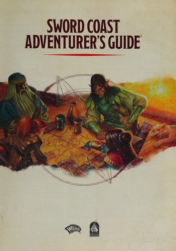 Cover of 'Sword Coast Adventurer's Guide' with two characters around a map.