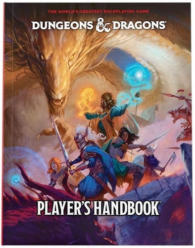 Dungeons & Dragons Player's Handbook cover with adventurers and dragon illustration