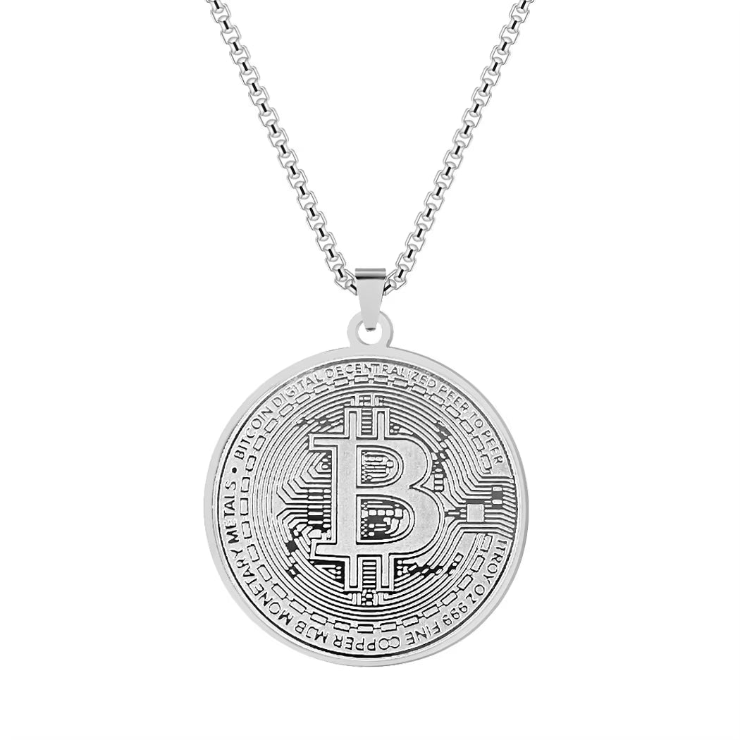 Bitcoin Piece & Chain Necklace | Bust-Down Blockchain Jewelry