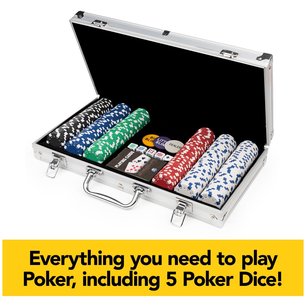 300-Piece Poker Set with Aluminum Carrying Case & Professional Weight Chips plus 5 Poker Dice