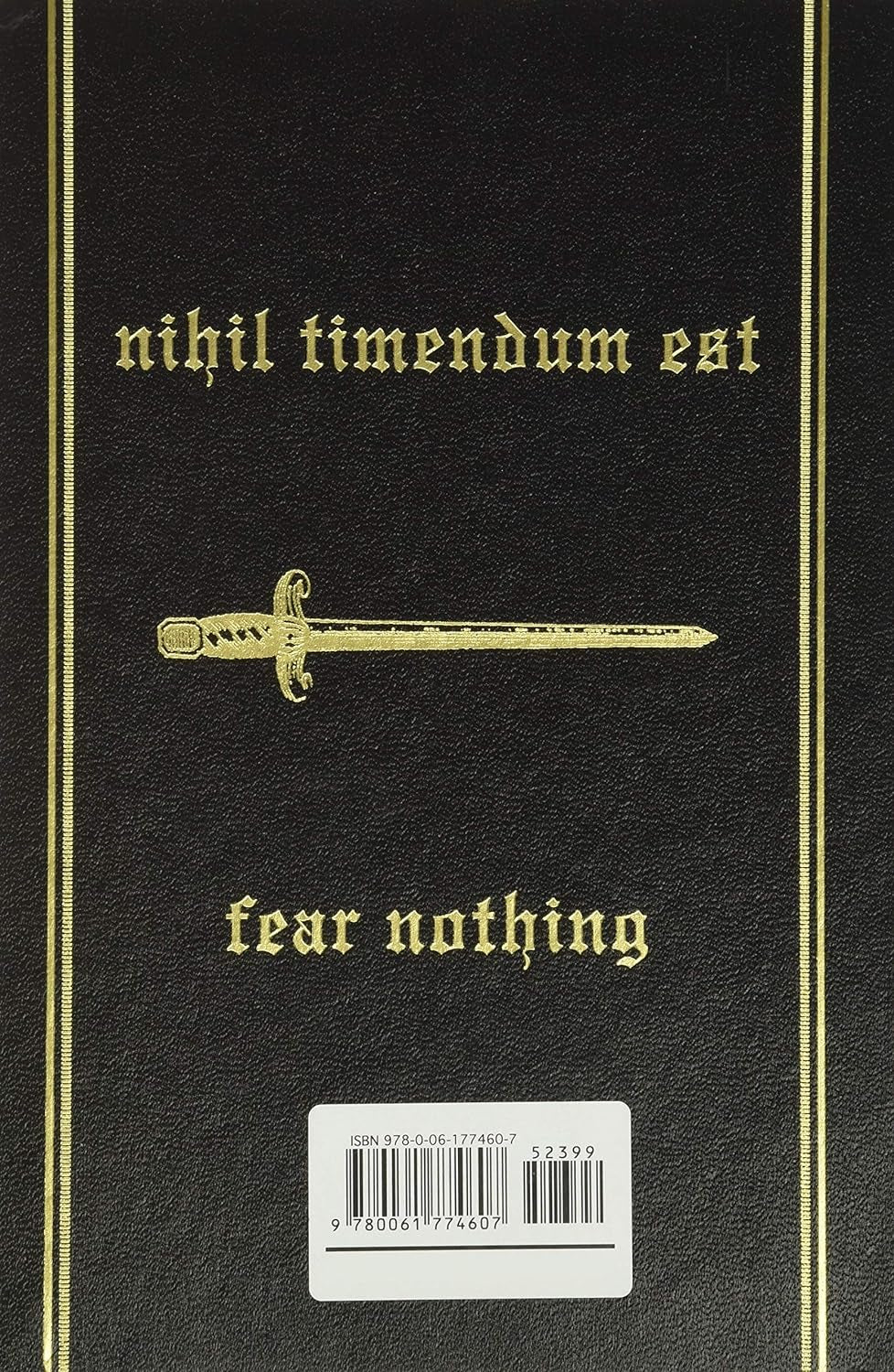 Book back cover of 'The 50th Law' by 50 Cent and Robert Greene, featuring dark background with gold text and a sword illustration. Barcode and ISBN number at bottom center.