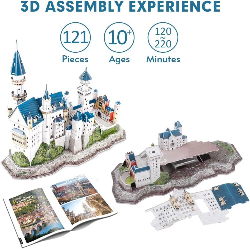 National Geographic 3D German Castle "Neuschwanstein" Puzzle AND Book (121 Pieces)