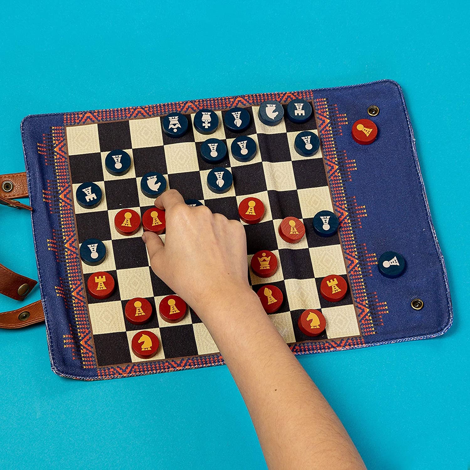 Pendleton Portable "Chess & Checkers" Set (Travel-Ready Roll-Up Game) 