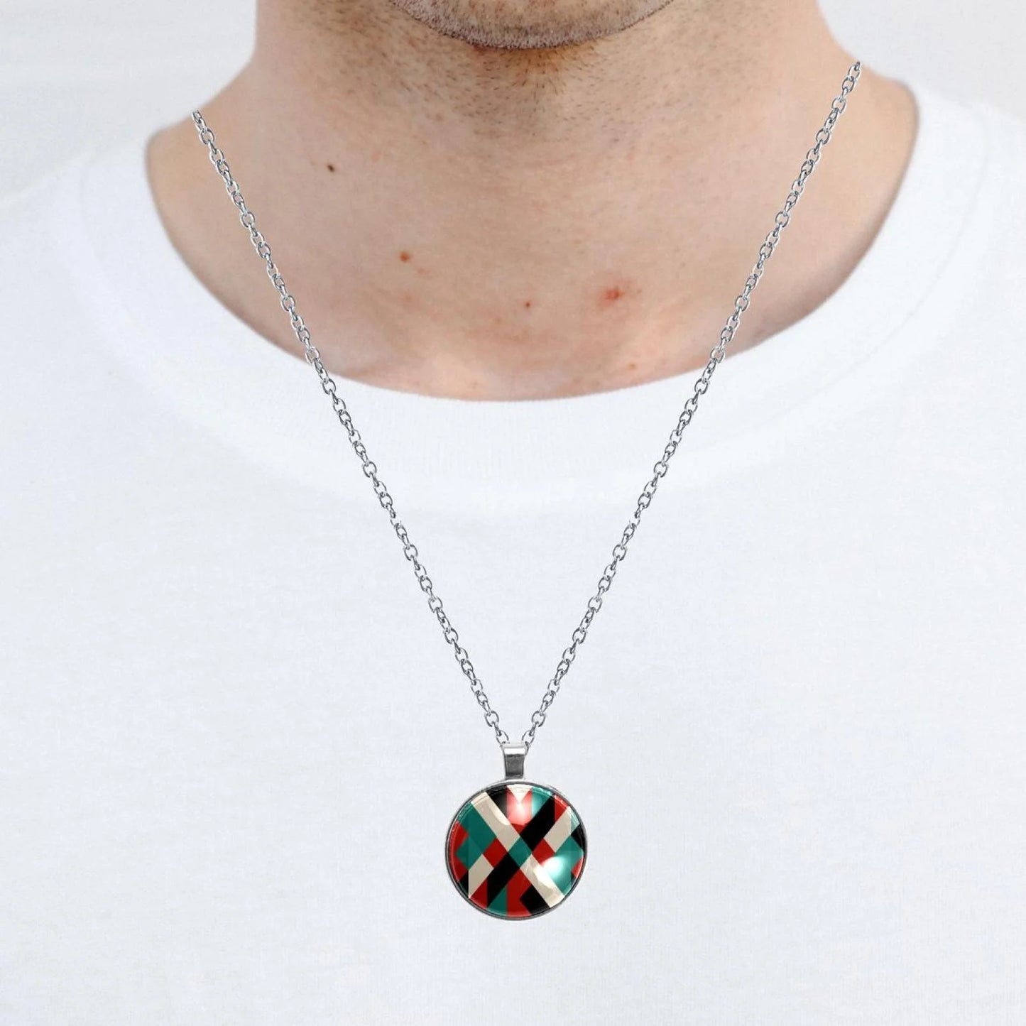 Palestine Flag Pattern Animal Pattern Stunning Glass Circular Pendant Necklace - Exquisite Handcrafted Jewelry