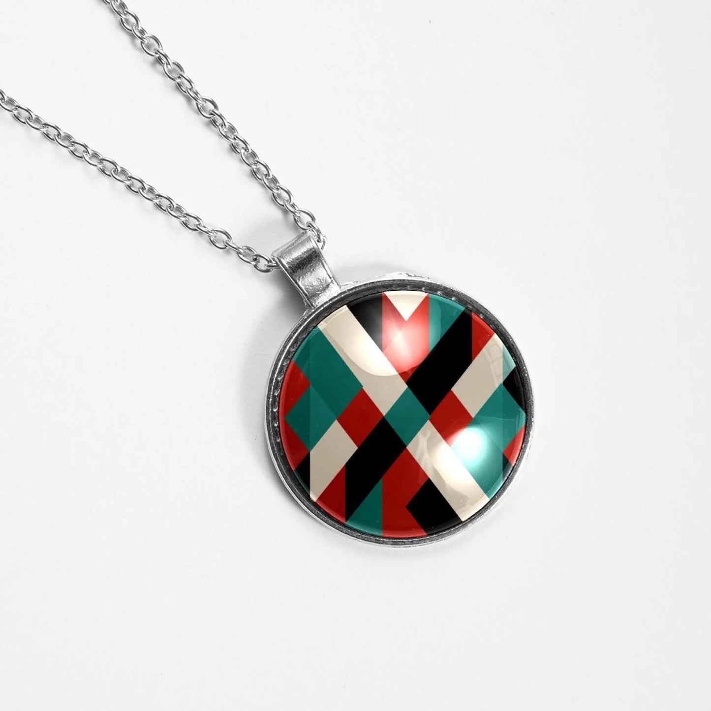 Palestine Flag Pattern Animal Pattern Stunning Glass Circular Pendant Necklace - Exquisite Handcrafted Jewelry