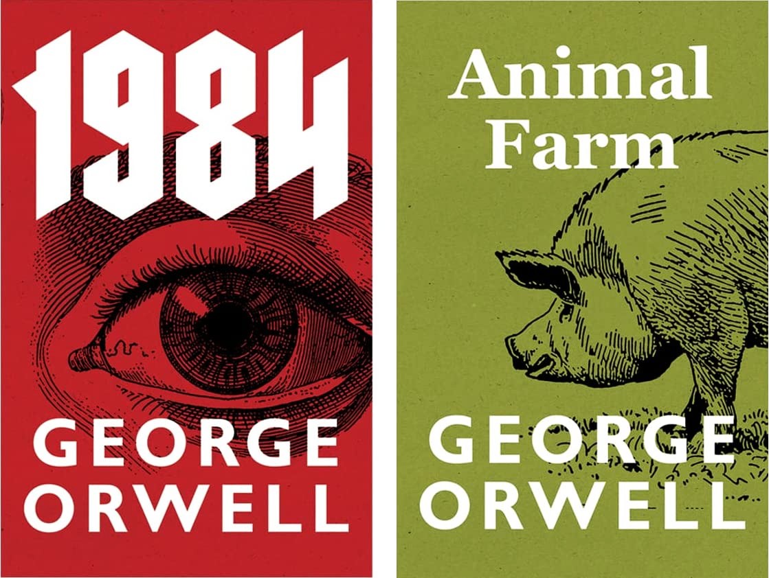 Two book covers side by side: '1984' and 'Animal Farm' by George Orwell.