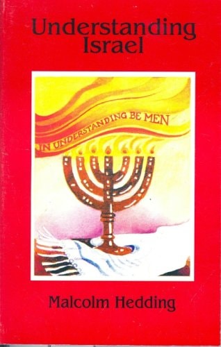 Book cover of 'Understanding Israel' by Malcolm Hedding with a Menorah illustration on a red background.