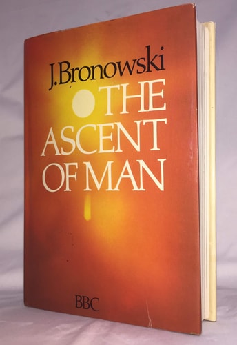 Book cover of 'The Ascent of Man' by J. Bronowski with a warm gradient background.