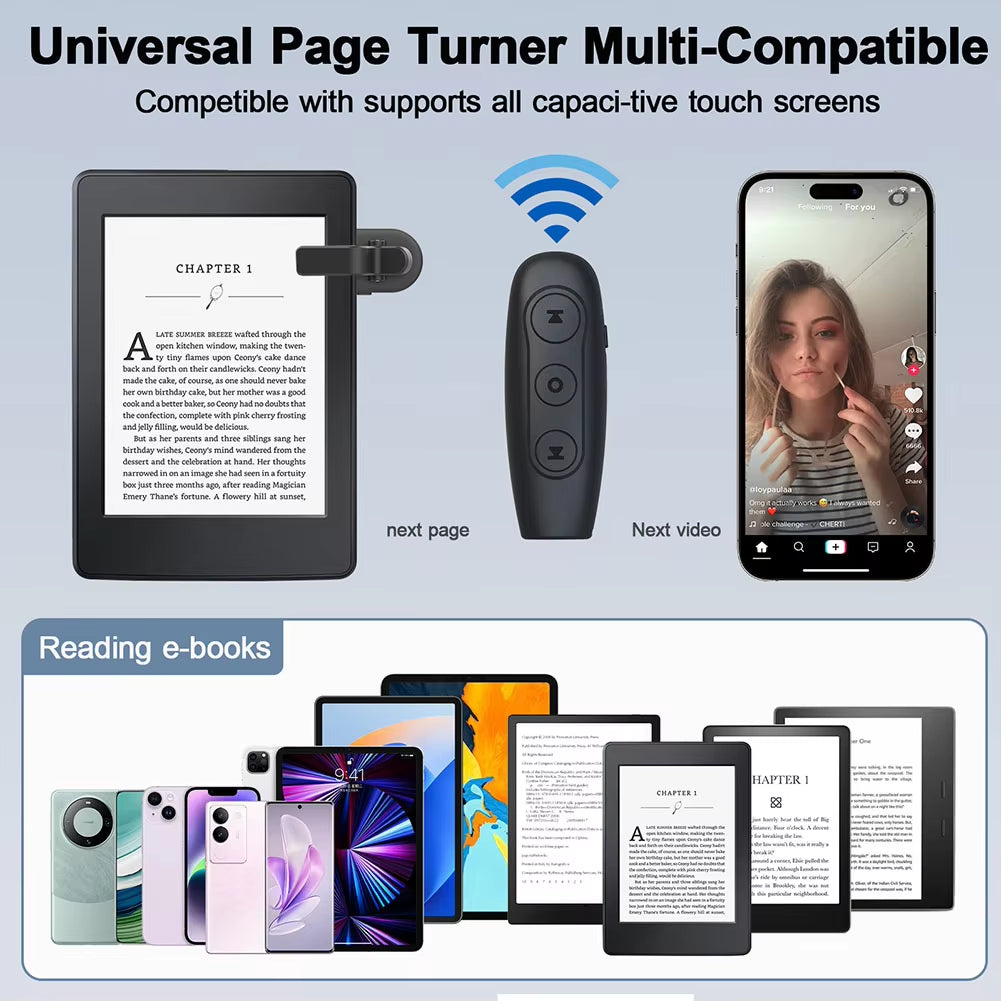 Perfect Page-Turning Remote for Kindle, e-Books, TikTok & Tablets+