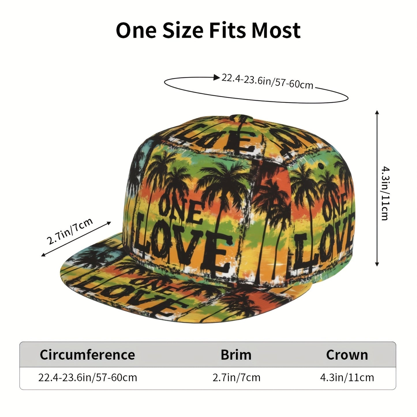 One Love Rasta Snapback Cap | Tropical Jamaica Print
