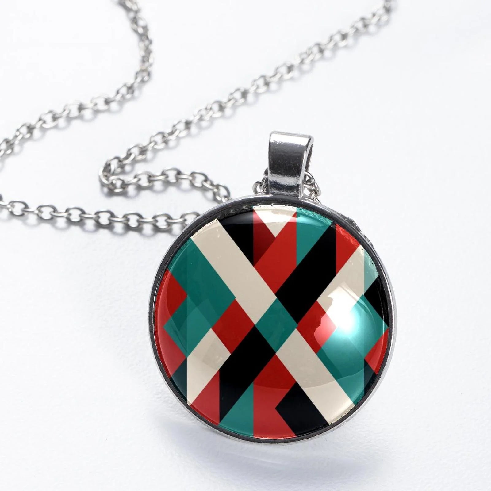 Palestine Flag Pattern Animal Pattern Stunning Glass Circular Pendant Necklace - Exquisite Handcrafted Jewelry