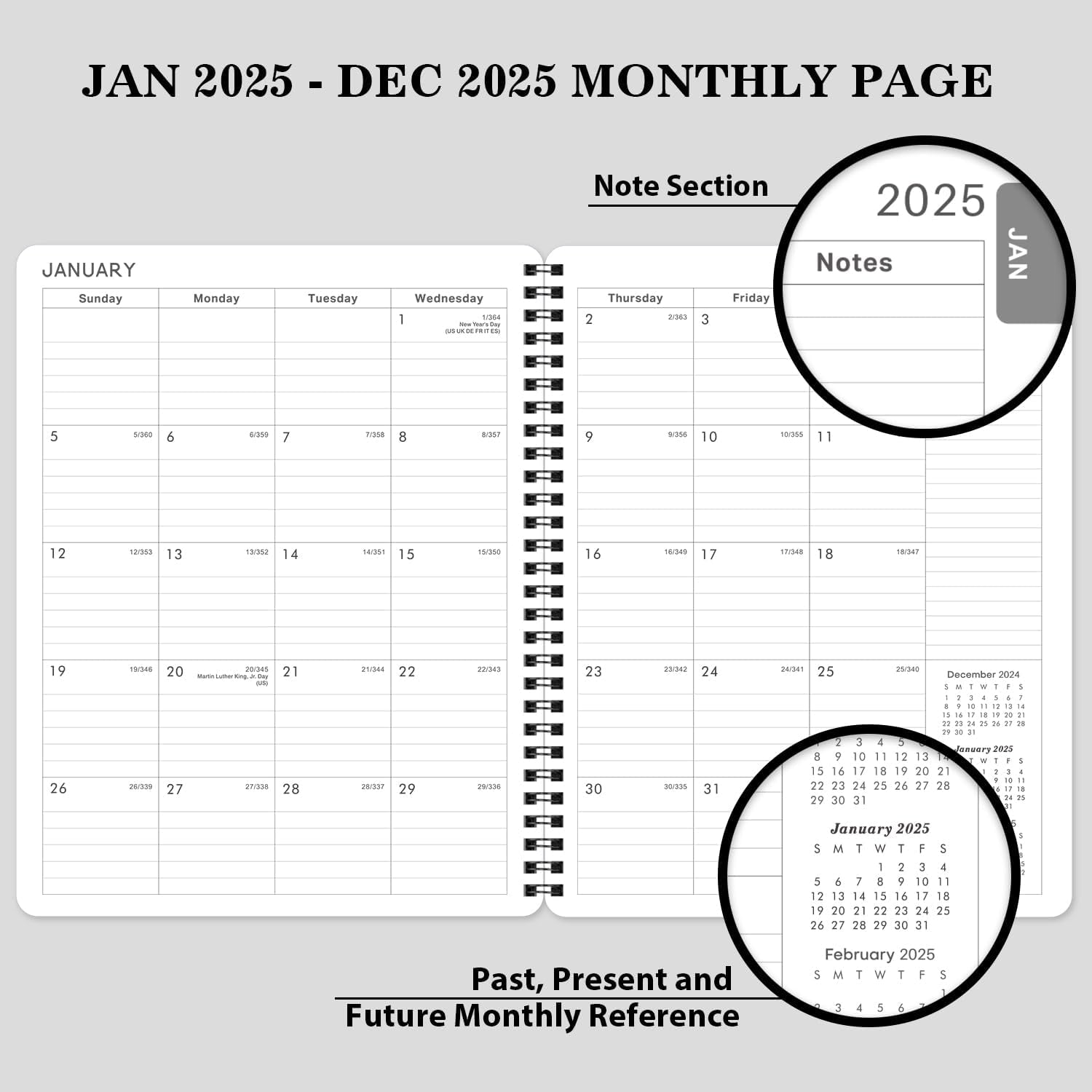 2025 Planner Weekly-Monthly Time Management Schedule