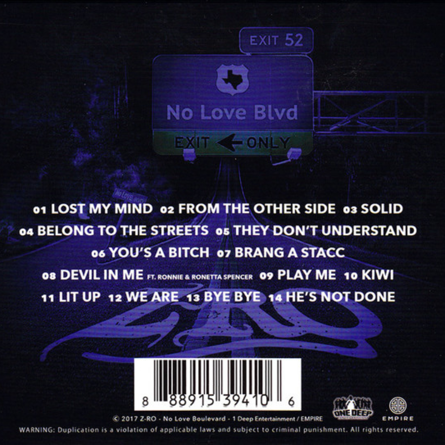 Z-Ro: No Love Boulevard || Mo City Don CD Album 1 Deep Entertainment