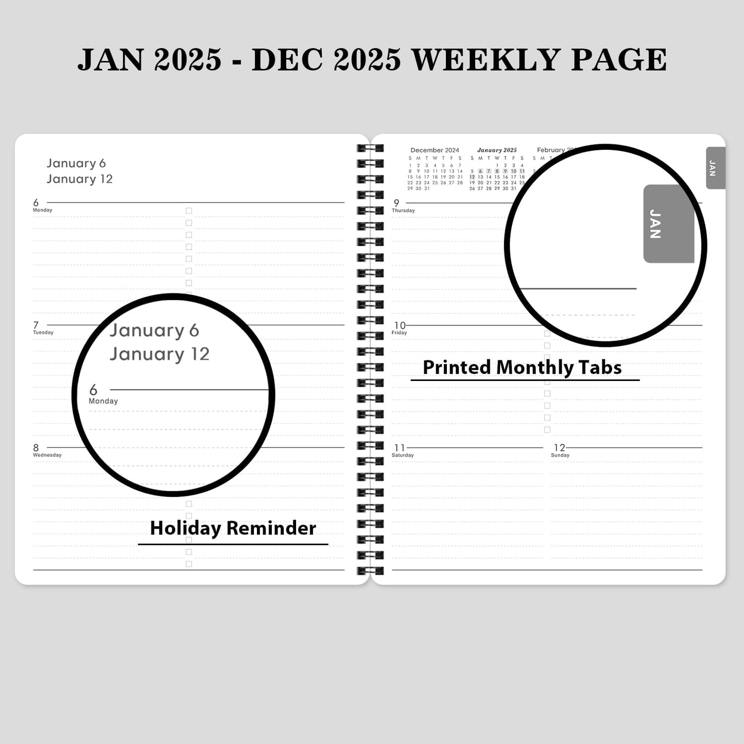 2025 Planner Weekly-Monthly Time Management Schedule