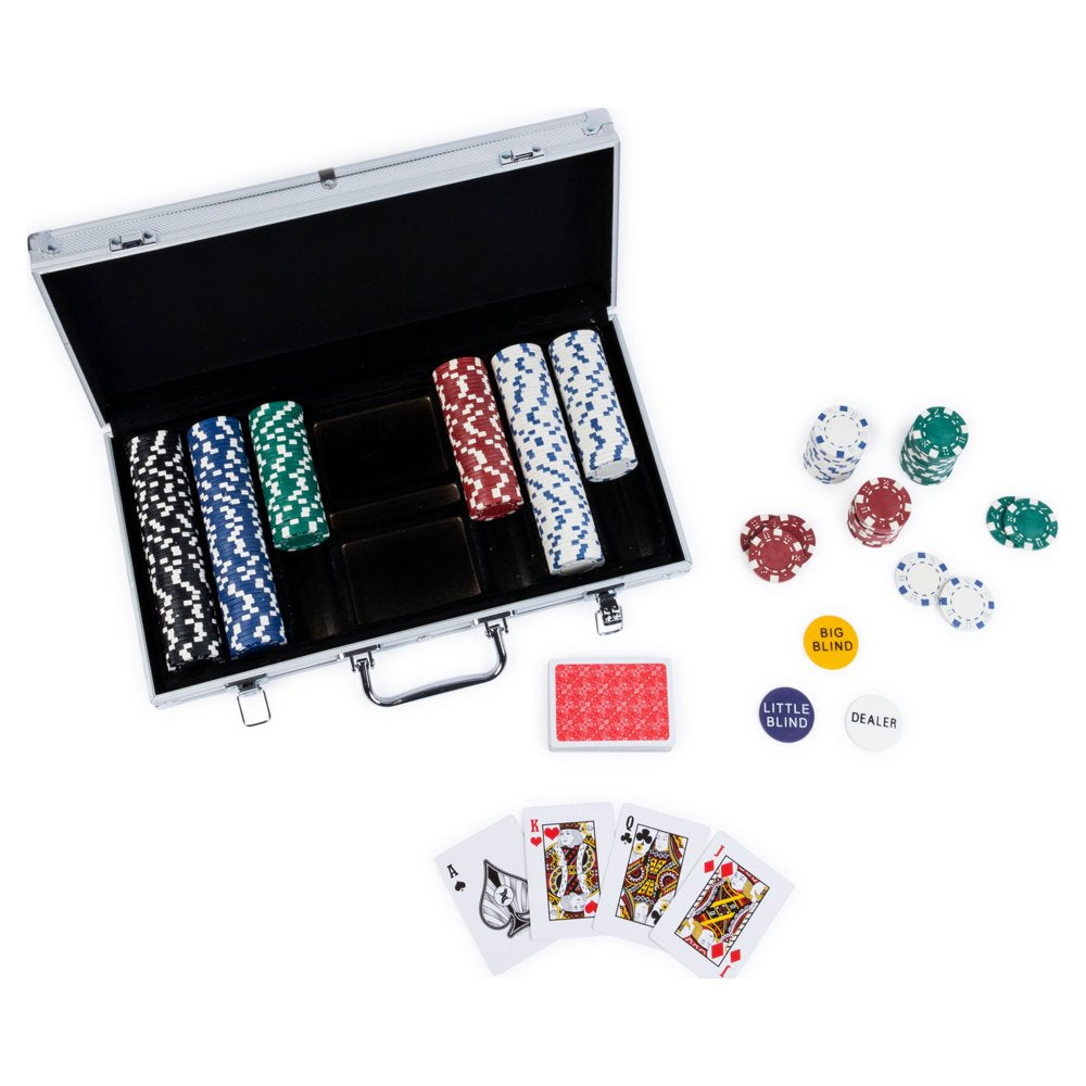 300-Piece Poker Set with Aluminum Carrying Case & Professional Weight Chips plus 5 Poker Dice