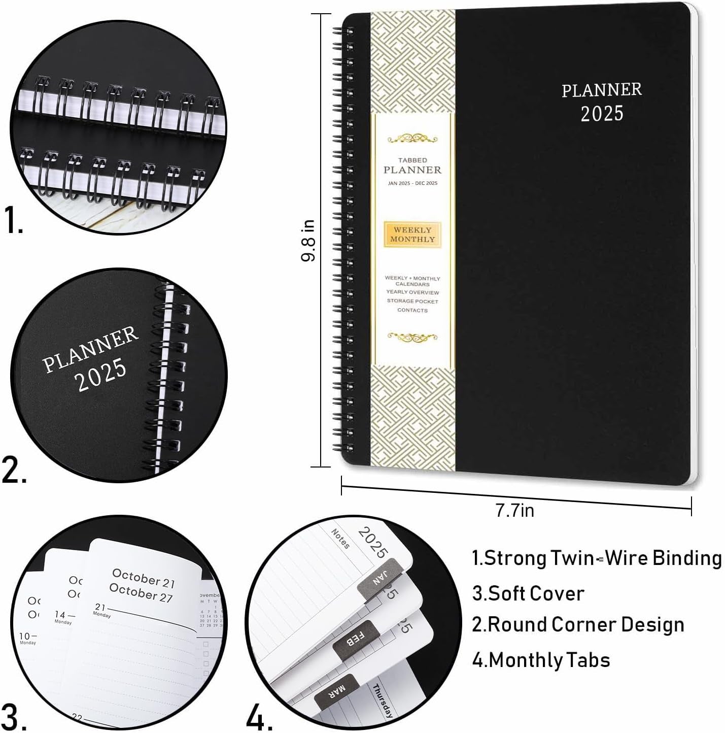 2025 Planner Weekly-Monthly Time Management Schedule