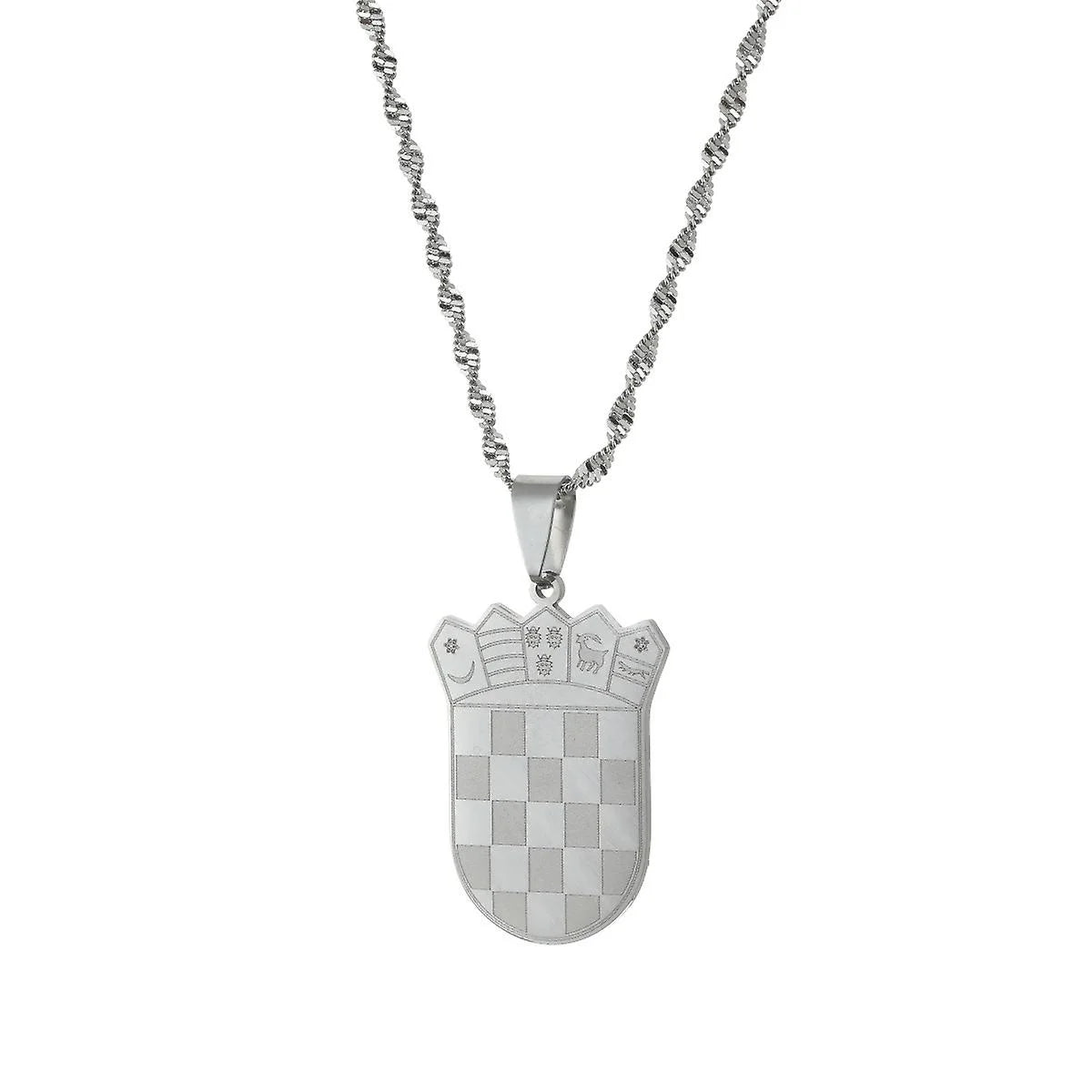 Sveta Hrvatska Croatia Map Pendant Necklace | Multi-Metal Plate Coat  