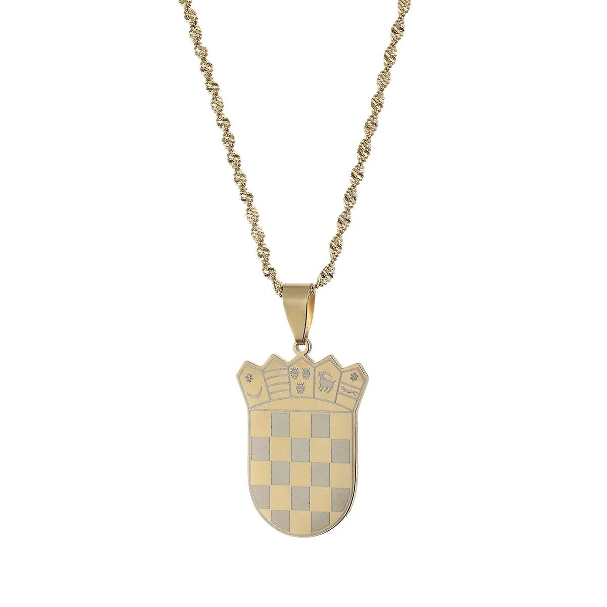 Sveta Hrvatska Croatia Map Pendant Necklace | Multi-Metal Plate Coat  