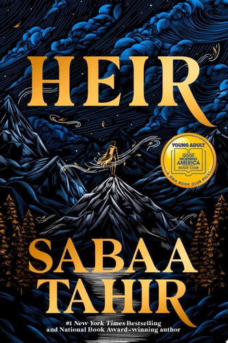 Book cover of 'Heir' by Sabaa Tahir with a mountain and starry night design.