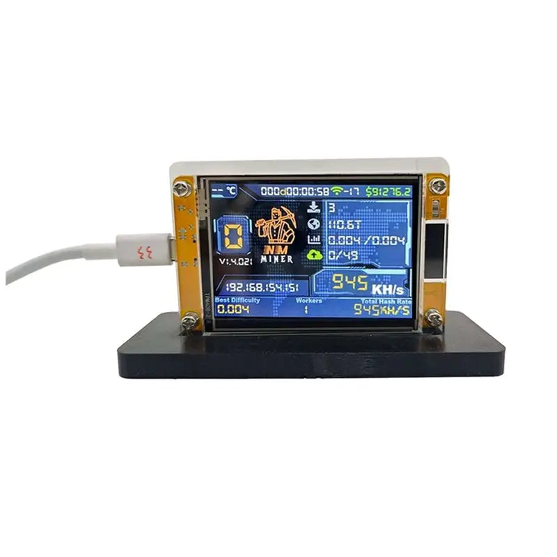 Upgraded 950KH/s NMMiner Bitcoin Solo Miner with 2.8-inch smart display and bracket.