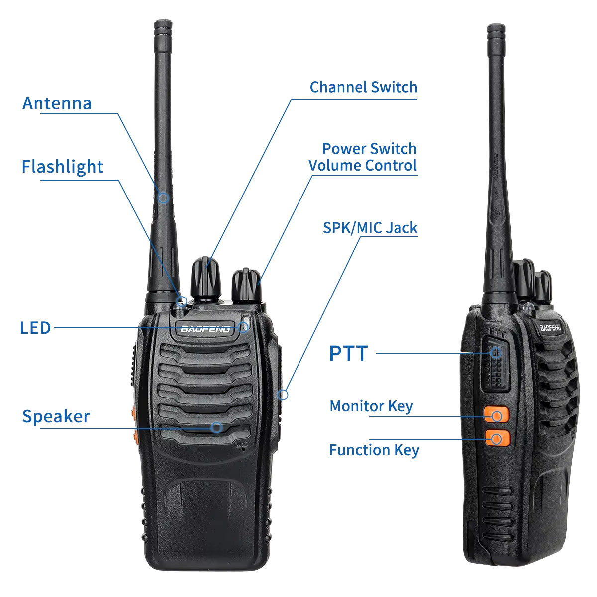 Pro Two-Way Radio Walkie Talkie: Long Range BF-888S Wireless Hunting