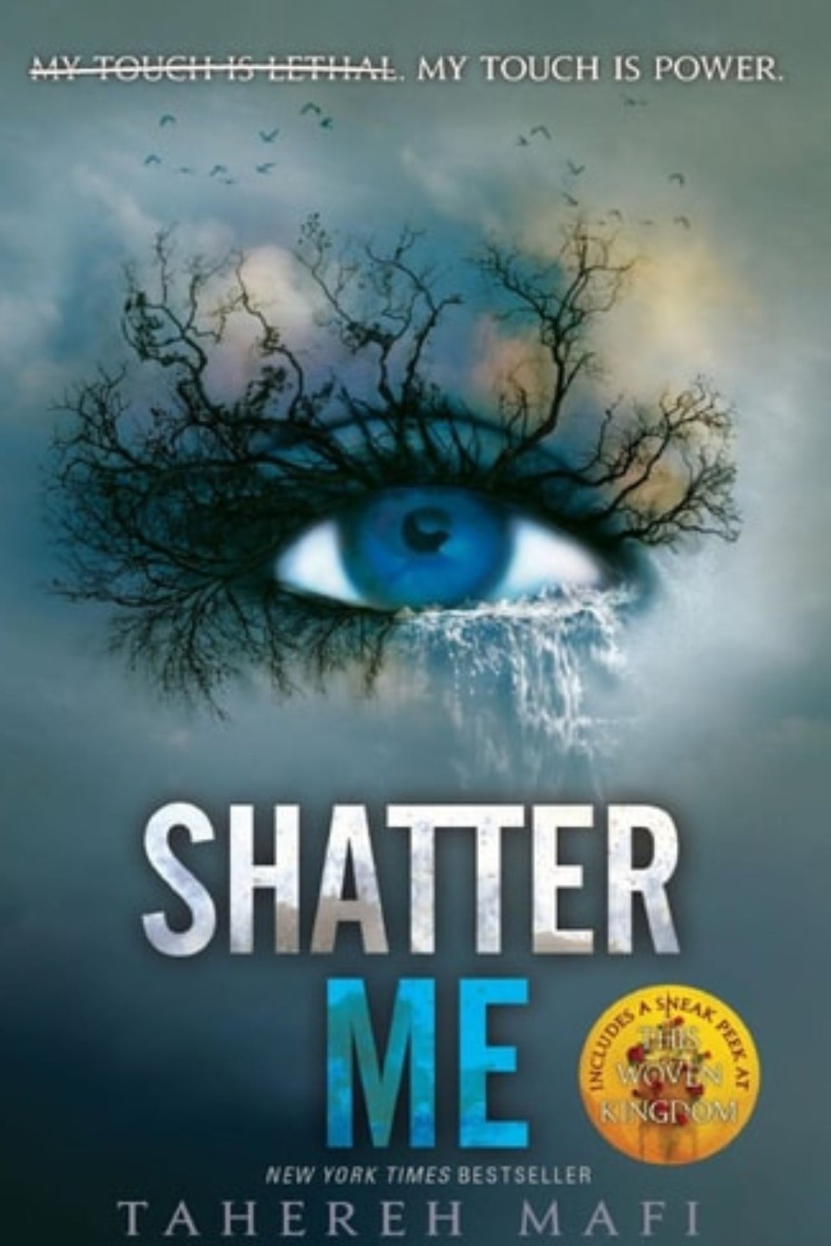 Book cover of 'Shatter Me' by Tahereh Mafi with an eye design and text.