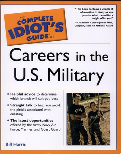Book cover of 'The Complete Idiot's Guide to Careers in the U.S. Military' with a photo of two people wearing USMC shirts.