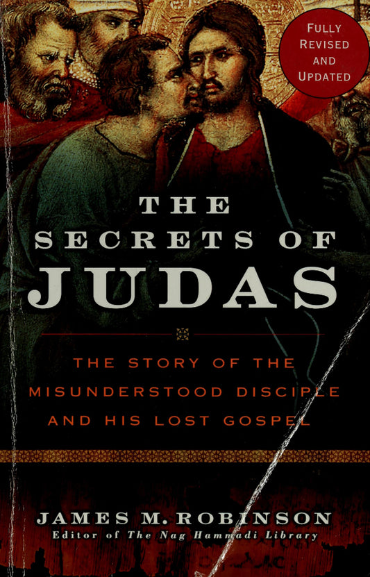 Book cover of 'The Secrets of Judas' with images of men and a red circle.