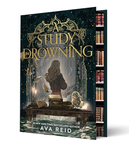 Book cover of 'A Study in Drowning' by Ava Reid with a silhouette of a woman in front of a window.