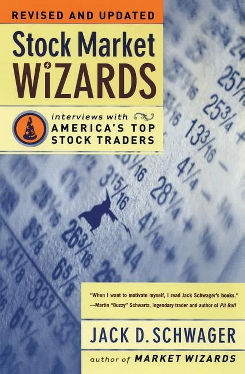 Cover of the book 'Stock Market Wizards' by Jack D. Schwager featuring a background of stock market data and charts.