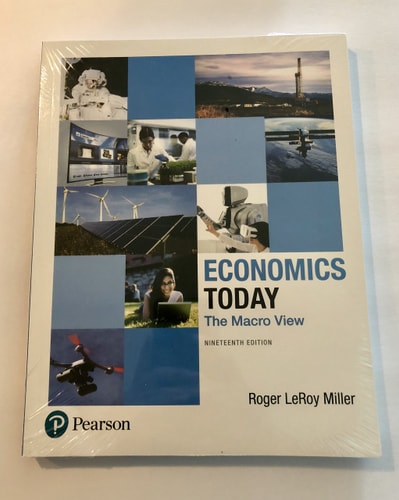 Book titled 'Economics Today: The Macro View' by Roger LeRoy Miller with Pearson logo on a white background