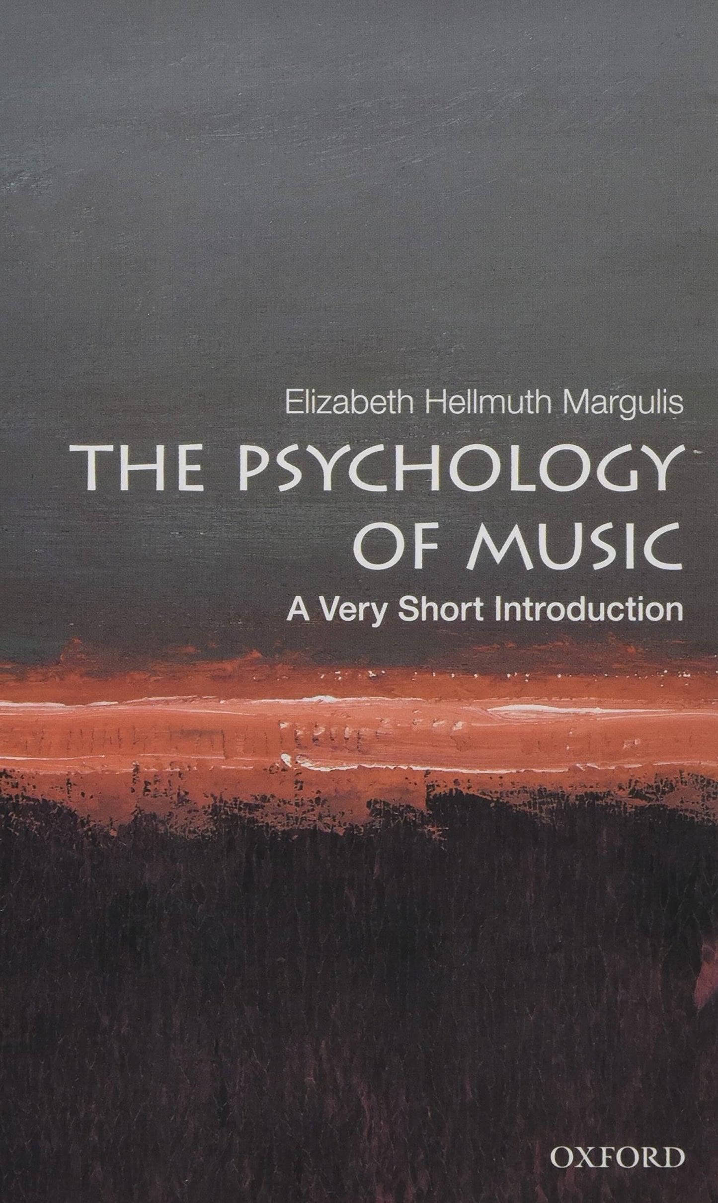 Book cover of 'The Psychology of Music: A Very Short Introduction' by Elizabeth Hellmuth Margulis with a dark background and text.